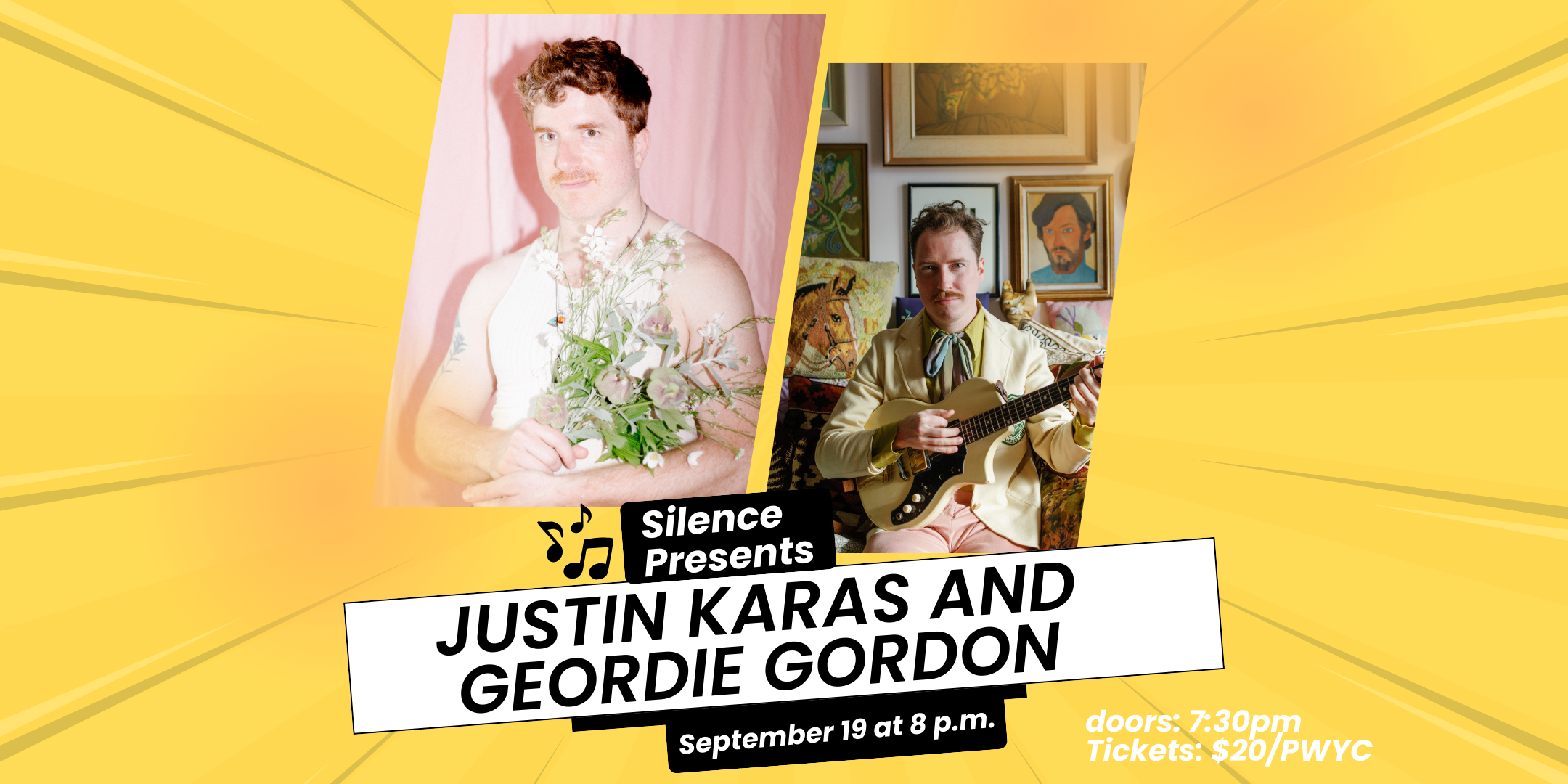 Eventbrite poster_Silence Presents_ Justin Karas and Geordie Gordon